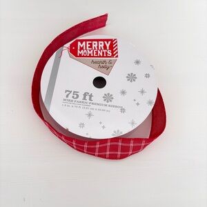 MERRY MOMENTS Red Plaid Wired Ribbon